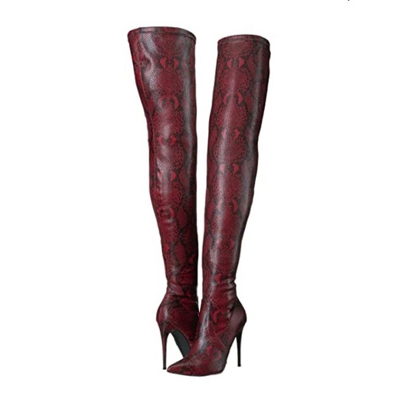 Steve Madden Shoes - Steve Madden Demanding Over-The-KneeBoot Red Snake